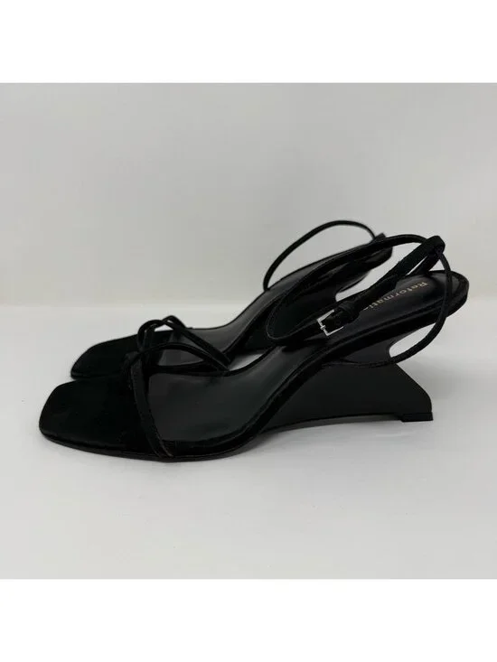 New Reformation Emilia Wedge Sandal Black Sz 7.5 - Picture 7 of 12